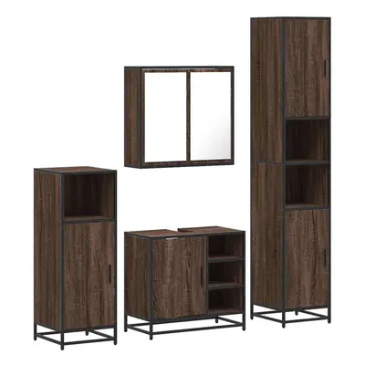 (brown oak) vidaXL 4ÃÂ Piece Bathroom Furniture SetÃÂ Sonoma Oak Engineered Wood