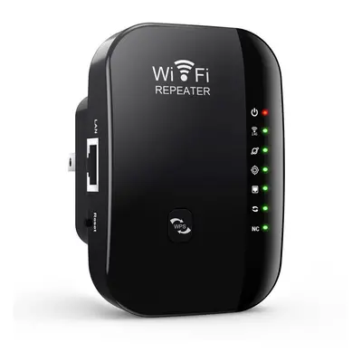 (Black) 300Mbps Mini WiFi Extender Booster Wireless WiFi Repeater Expand WiFi Range AP with WPS