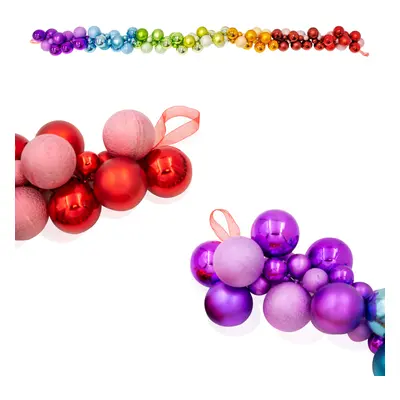 The Christmas Workshop 1.8m Rainbow Bauble Garland / Colourful Shatterproof Decoration