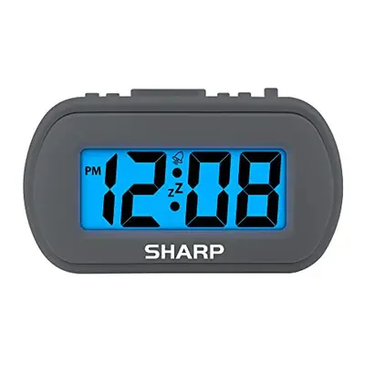 SHARP Digital Alarm Clock ? Tactile Case with Soft Rubberized Finish - Battery Operated ? Blue B