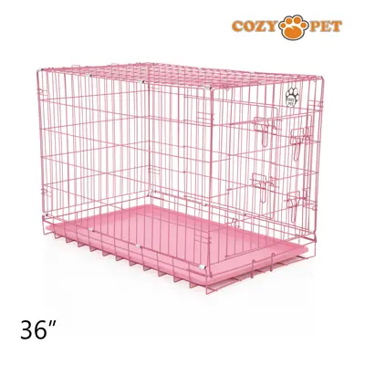 Dog Cage 36" by Cozy Pet Puppy Crate Pen Metal Cage Pink DCP36P