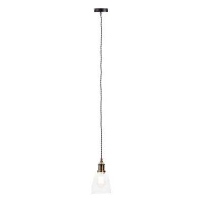 Litecraft Ceiling Pendant Industrial Style Light With Glass Shades - Brass