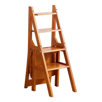 Solid Wood Folding Library Ladder Chair Step Ladders Step Chair Foldable 4-Step Stool Dual Purpo