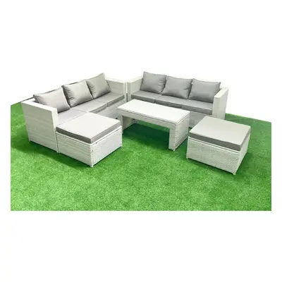 Fimous Seater Garden Outdoor Rattan Furniture Set Rattan Garden Sofa Oblong Coffee Table with Bi