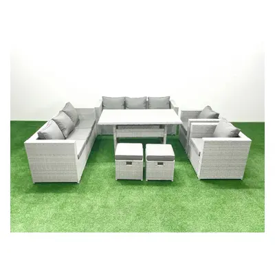 Fimous Rattan Garden Furniture Set Outdoor Seater Patio Dinin g Sofa Sets with Dining Table Chai