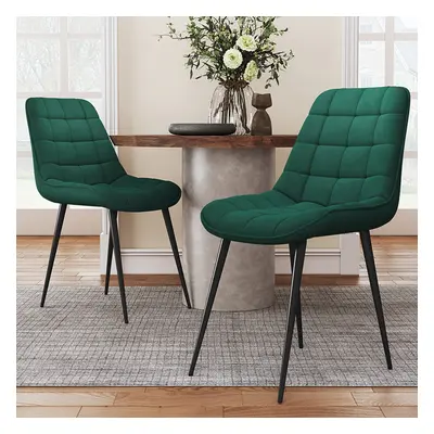 (Green) Pcs Velvet Upholstered Dining Chairs with Metal Legs