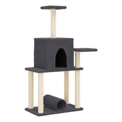 (dark grey) vidaXL Cat Tree with Sisal Scratching Posts Cat Scratch Tower Climbing Tree