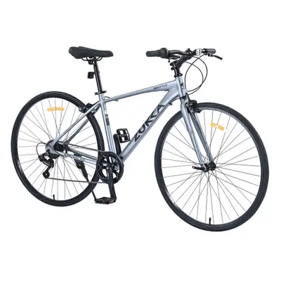 (Grey) Shimano Speed Hybrid Bike Aluminum Alloy Frame C-Brake 700C Road Bike For men women's Cit