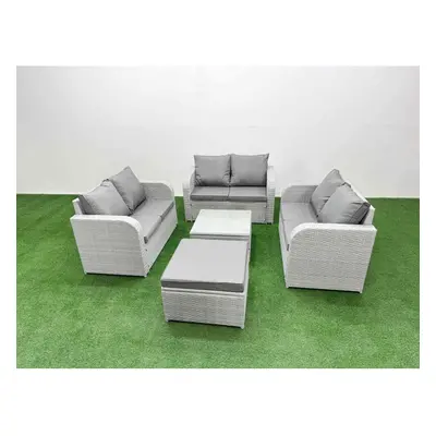 Fimous Seater PE Wicker Rattan Furniture Sofa Sets with Square Coffee Table Seater Love Sofa Big