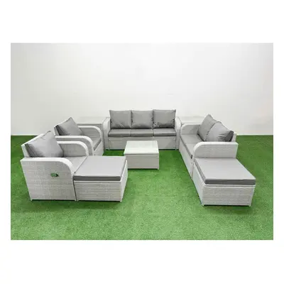 Fimous PE Rattan Garden Furniture Set Adjustable Chair Sofa Double Love Seat Seater Sofa Lounge 