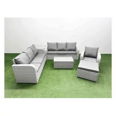 Fimous Seater Poly Rattan Outdoor Garden Furniture Sofa Set Patio Seater Sofa Reclining Chair Se