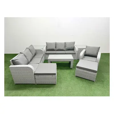 Fimous Seater Poly Rattan Outdoor Garden Furniture Oblong Coffee Table Sofa Set Patio Seater Sof