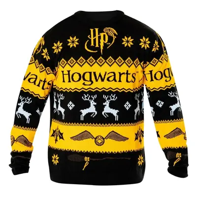 (2XL, Black/Yellow) Harry Potter Unisex Adult Knitted Christmas Jumper