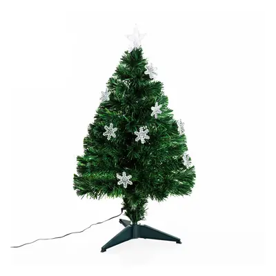 Homcom 3ft Fibre Optic Artificial Christmas Tree With Snowflake Lights