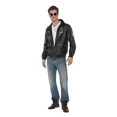 Bomber Jacket Men's Top Gun Brown with motifs Male costume Size