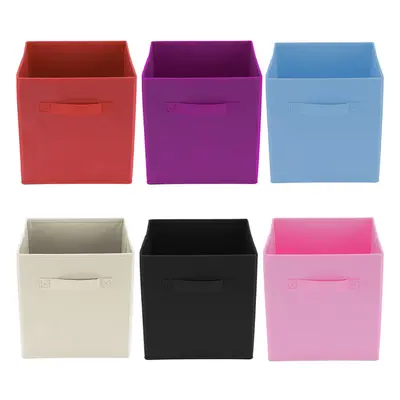 (10, Black) Foldable Cube Storage Boxes - 27cm x 27cm x 27cm