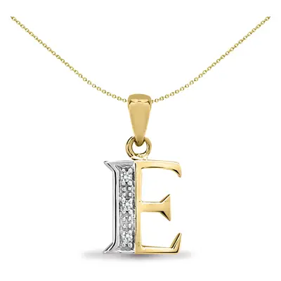 Jewelco London 9ct Yellow Gold Pave Set Round H I2 0.02ct Diamond Identity Dainty Initial ID Cha