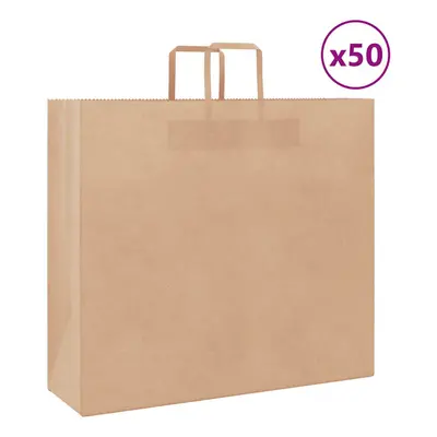 (brown, x x cm) vidaXL Paper Bags pcs with Handles White 54x15x49 cm Paper Grocery Bag