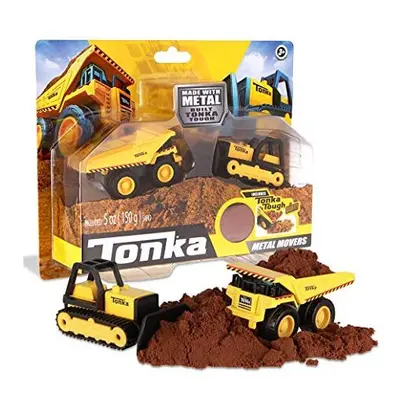 Tonka Metal Movers Combo Pack Mighty Dump & Bulldozer, Dumper Truck Toy for Children, Kids Const