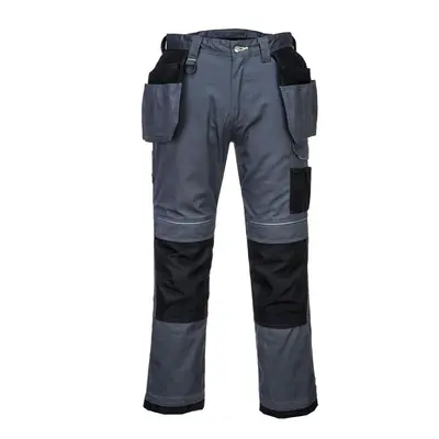 (30R, Zoom Grey/Black) Portwest Mens PW3 Holster Pocket Work Trousers