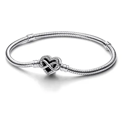 PANDORA Moments Sparkling Infinity Heart clasp Snake chain Bracelet