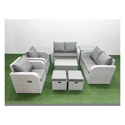 Fimous Seater Outdoor Reclining Chair Love Sofa Set Rattan Garden Furniture Set with Rectangular