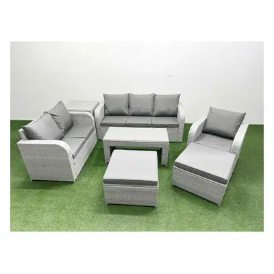 Fimous Patio PE Wicker Seater Outdoor Rattan Furniture Sofa Sets with Reclining Chair Loveseat S