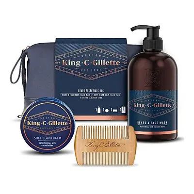 Gillette King C. Beard Grooming Kit for Men, Beard & Face Wash + Beard Balm + Comb, Gift Set Ide