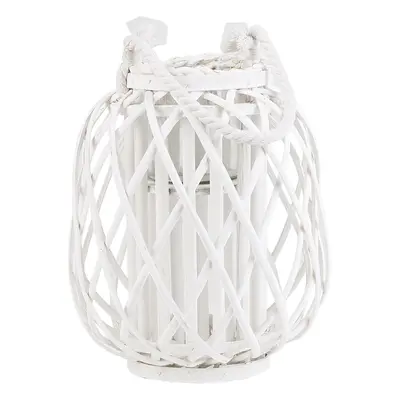 Wooden Candle Lantern cm White MAURITIUS