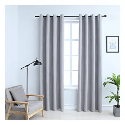 vidaXL 2x Blackout Curtains with Metal Rings Grey 140x245cm Blind Drapery