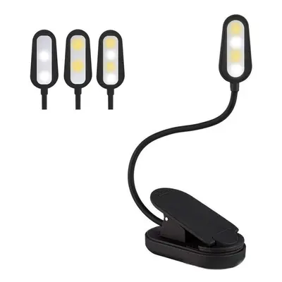 4 LED USB Rechargeable Eye-Care Book Light Clip On White & Warm Table Lamp For Music Stand Night