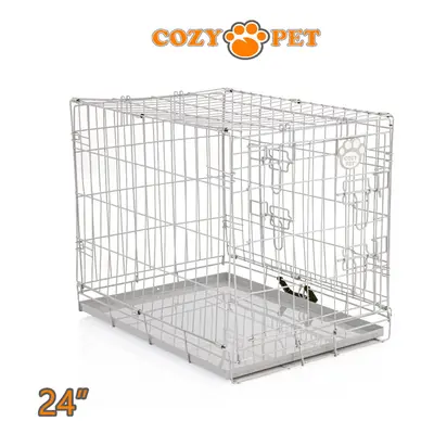 Dog Cage 24'' Grey by Cozy Pet Puppy Crate Pen Metal Cage DC24G