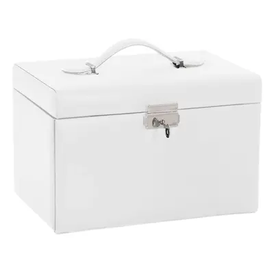 (white, 3-layer) vidaXL Jewellery Box 5-Layer with Mirror Lockable White jewelry organiser