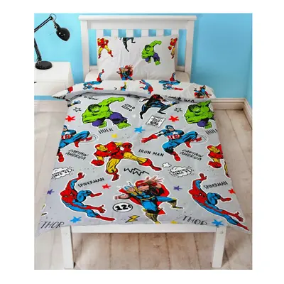 Marvel Comic Grey Single Duvet Cover Set