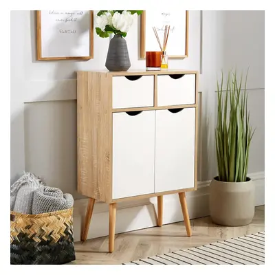 Sideboard Oak White Storage Cabinet Door Drawer Cupboard Solid Wood Legs