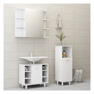 vidaXL Bathroom Furniture Set Piece White Chipboard Furniture Storage Unit