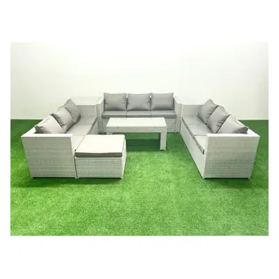 Fimous Rattan Garden Outdoor Furniture Set Seater Garden Sofa Oblong Coffee Table Set with Big F