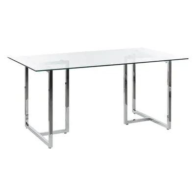 Dining Table ENVIA Silver cm cm Tempered Glass