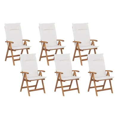 Set of Garden Chairs with Cushions JAVA Acacia Wood Off-White