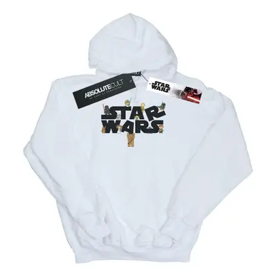 (L, White) Star Wars Mens Kiddie Logo Hoodie