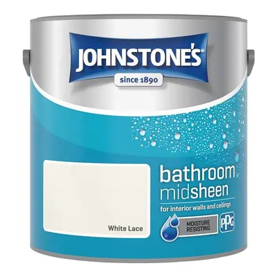 Johnstones Bathroom Mid Sheen Wall Ceiling Emulsion Paint 2.5l White Lace