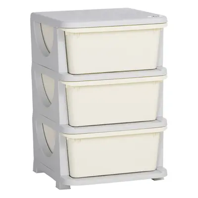 HOMCOM Kids Storage Units with Drawers Tier Chest Vertical Dresser Tower Cream