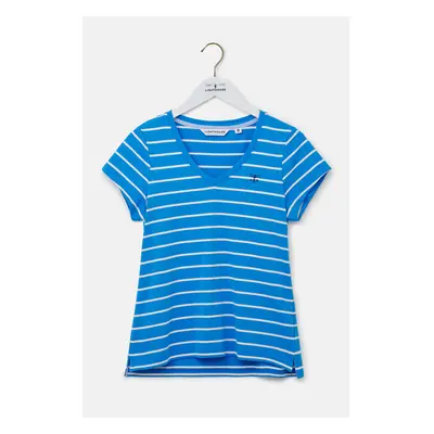 (UK 16, Azure Blue Stripe) Ariana Womens T-Shirt