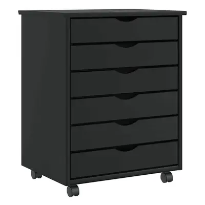 (black, x x 65.5 cm) vidaXL Rolling Cabinet with Drawers Mobile File Cabinet Solid Wood Pine MOS