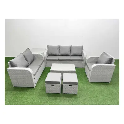 Fimous Patio PE Wicker Seater Outdoor Rattan Furniture Sofa Sets with Rectangular Coffee Table S