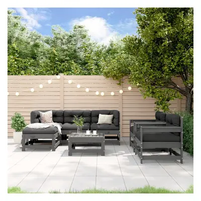 vidaXL Piece Garden Lounge Set Grey Solid Wood Pine