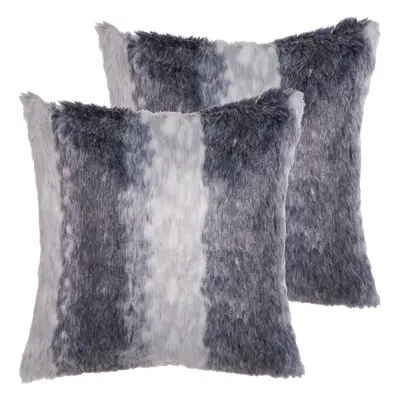 Set of Cushions HORDEUM Faux Fur x cm Solid Dark Brown