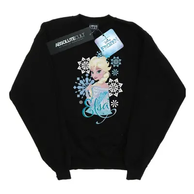 (L, Black) Disney Womens/Ladies Frozen Elsa Snowflakes Sweatshirt