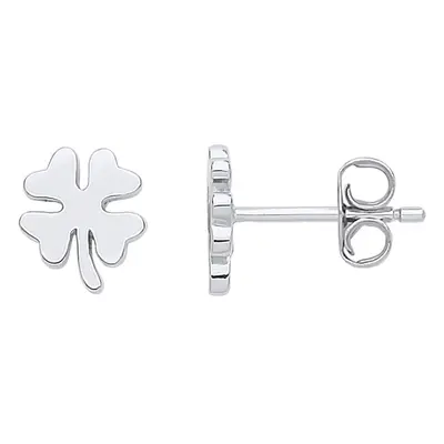 Jewelco London Ladies Sterling Silver Leaf Clover Stud Earrings - GVE785