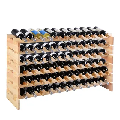 72 Bottles Wine Rack Freestanding Pine Wood Display Shelf Wine Holder